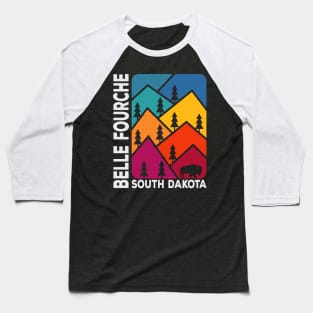 Belle Fourche South Dakota Vintage Mountains Bison Baseball T-Shirt